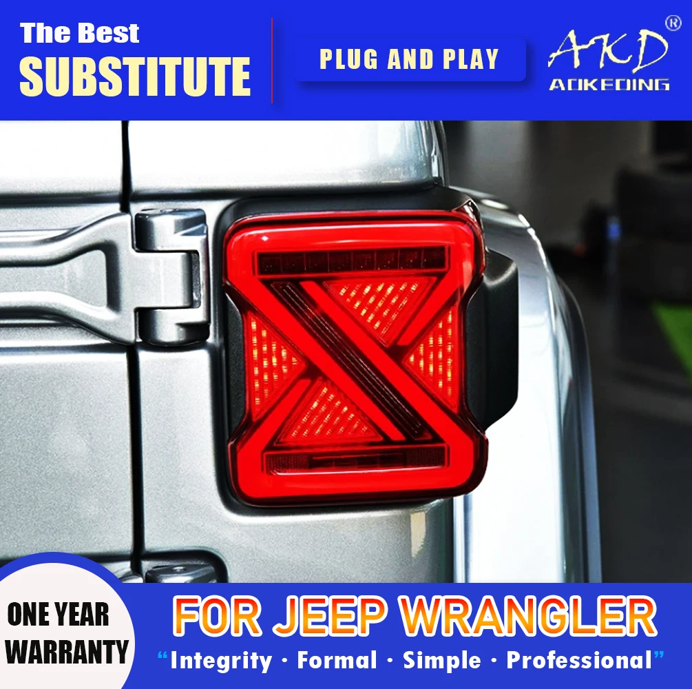

AKD Tail Lamp for Jeep Wrangler Tail Lights LED 2018-2022 Wrangler Rear Fog Brake Turn Signal Automotive Accessories