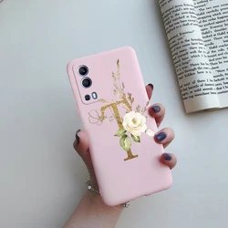 Cute Letters Soft Silicone Phone Case - Stylish Protective Cover for Vivo Y53S 5G (Pink - T)