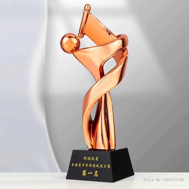 Customized Read the Trophy, Gold, Silver, Copper, Celebration Excellent Recitation Speech Competition Souvenir Crystal Base, 1Pc