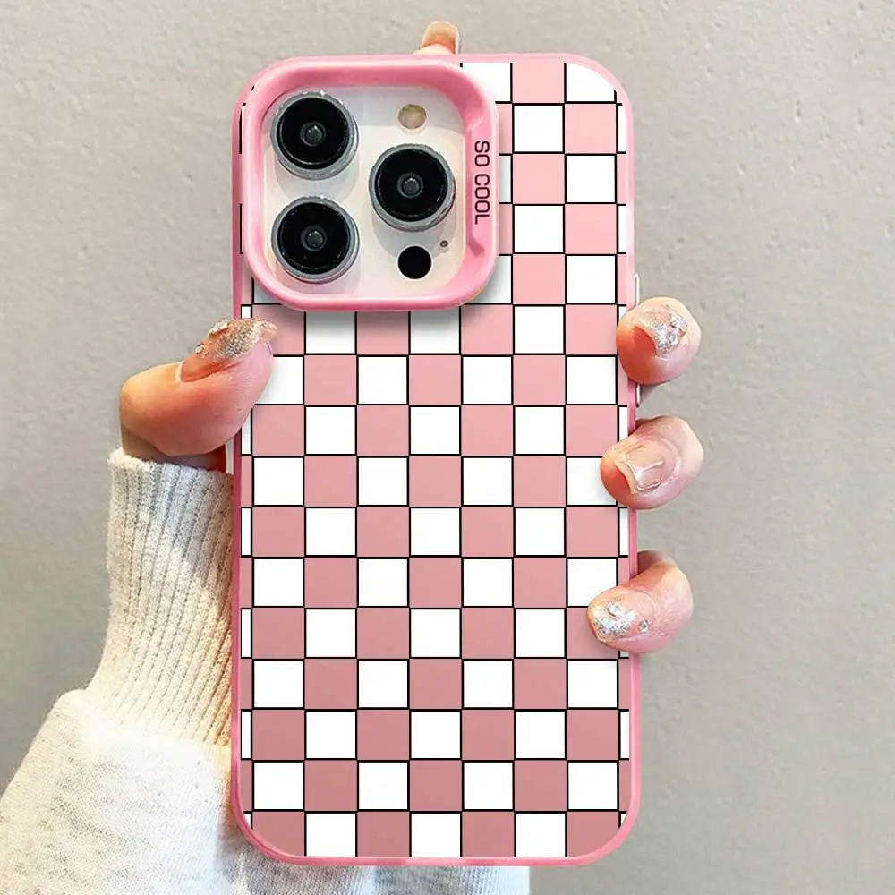 Cute Cartoon Soft Silicone Phone Cover with Silver IMD Grid Design