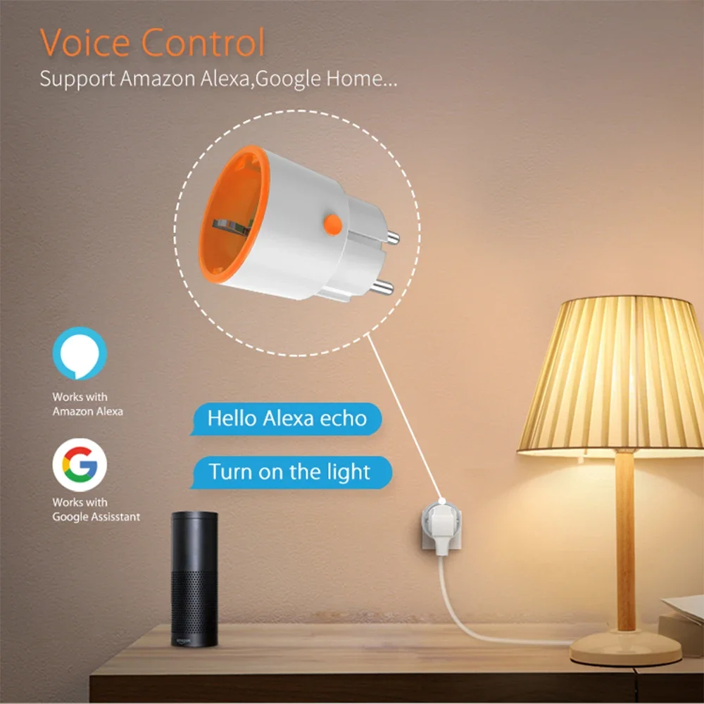 Haozee Smart Zigbee Plug Socket 3680W 16A Power Energy Monitoring Timer Switch EU Outlet Support Home Assistant Zigbee2mqtt