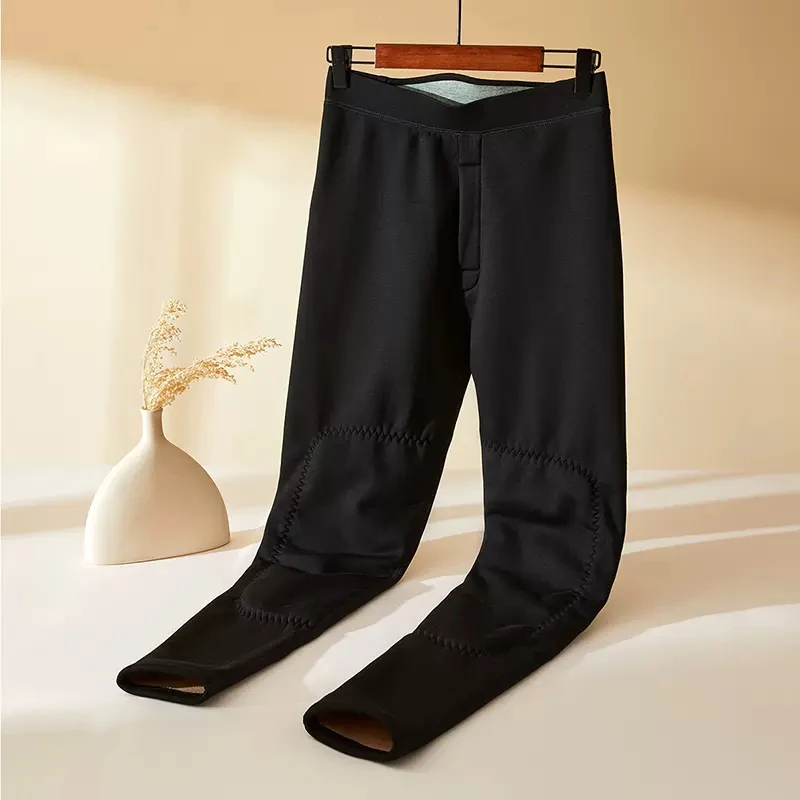 Winter Warm Pants Men's Thermal Underwear Bottoms Men Thermos Leggings Male Wool Super Thick Underwear Keep Warm Knee Trousers