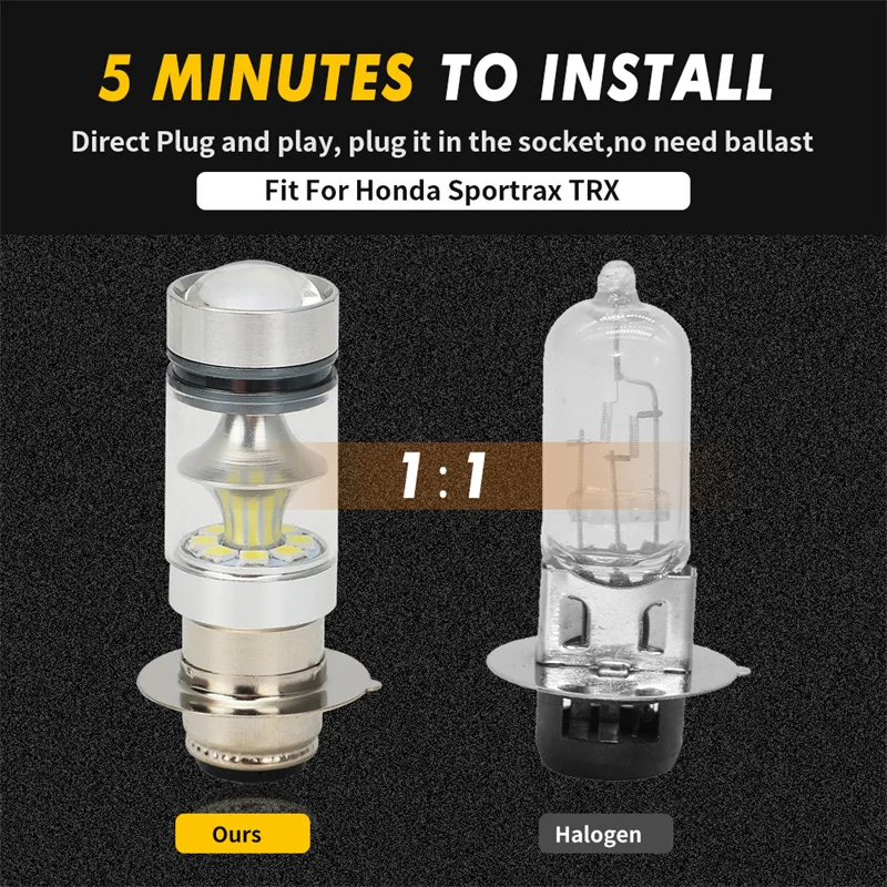2PCS LED 100W Headlight Bulbs For Yamaha GRIZZLY 660 400 450 350 125 YFZ350 YFZ450 RAPTOR 350 700