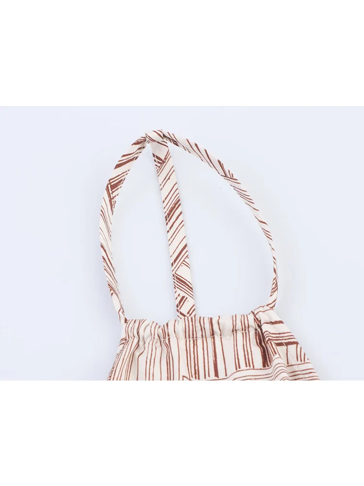 TFMLN Women V Neck Pleated Sling Long Dresses Summer New Sleeveless High Waist Backless Loose Dress 2025 Fashion Holiday Robes