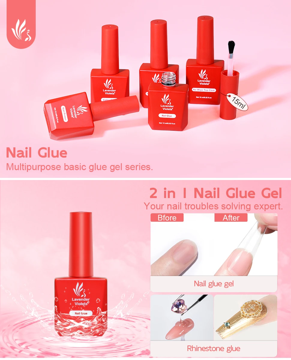 Description Picture 2 of item15ml Nail Glue Gel Soak Off Lamp Curing Needed Super Strong Nail Tips Glue Gel for Nails Extension Fake Nails Press On Nails