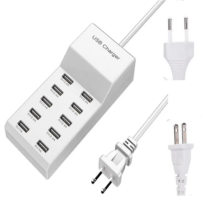5V 10A Eu Us Uk Presa Di Estensione Della Spina Caricatore Usb Stazione Di Ricarica Usb A 10 Porte Per Adattatore Hub Usb Multi Dispositivi 50W