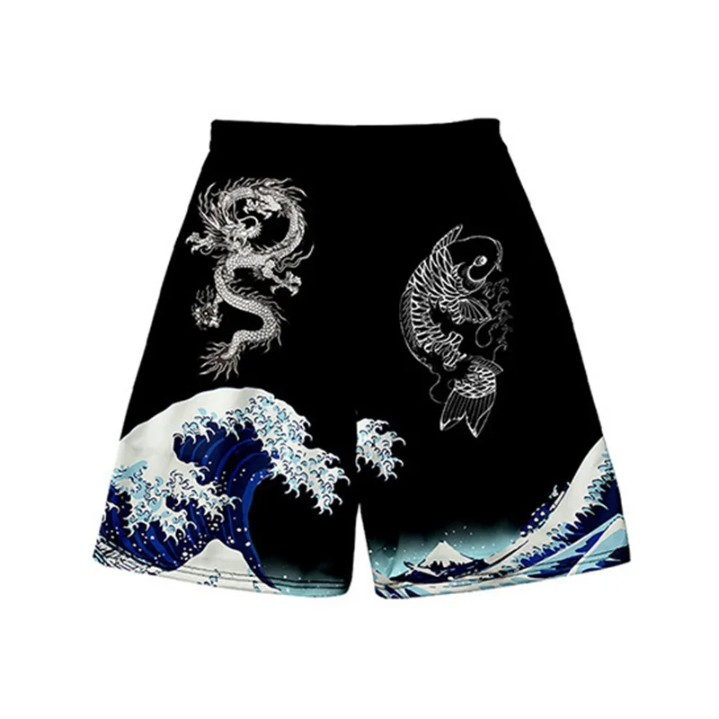Great Wave of Kanagawa Warrior Spirit Swimwear Swim Shorts Trunks Beach Board Shorts Swimming Pants Swimsuits Mens Running 4