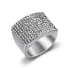 Hip Hop Bling Iced Out Stainless Steel Cross Pattern Finger Rings for Men Rapper Jewelry Gold Silver Color Drop Shipping 2