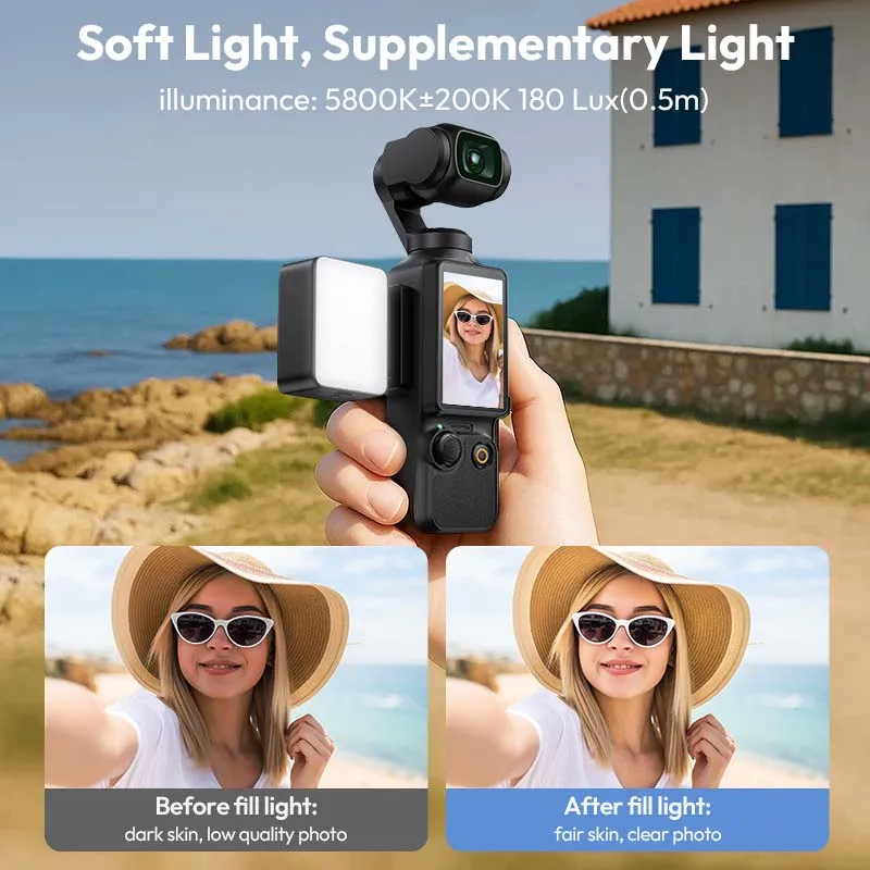 Compact Magnetic Mini Waterproof LED Video Light for Vlogging - 500mAh Rechargeable