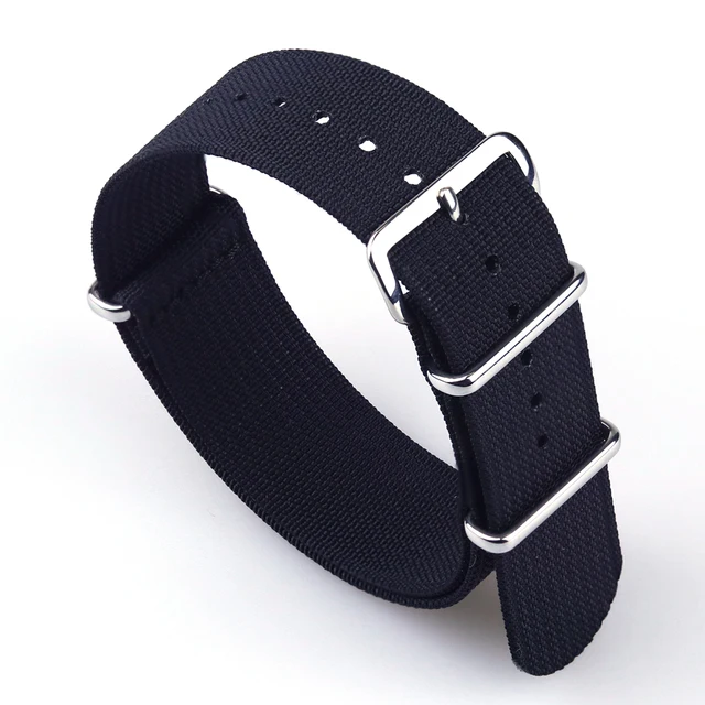 New Ribbed Nato Strap 18mm 20mm 22mm Nylon Watch Straps Braid Ballistic Fabric Watchband Accessories for Military Watch Band BLACK