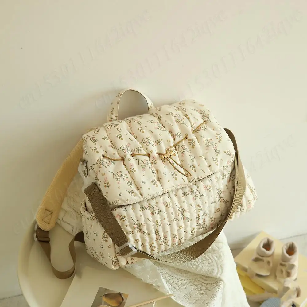 Zaino alla Moda con Stampa Floreale, Borsa Morbida Trapuntata per Pannolini, Borsa da Viaggio per Esterni, Zainetto Carino e Leggero da Donna - immagine 2