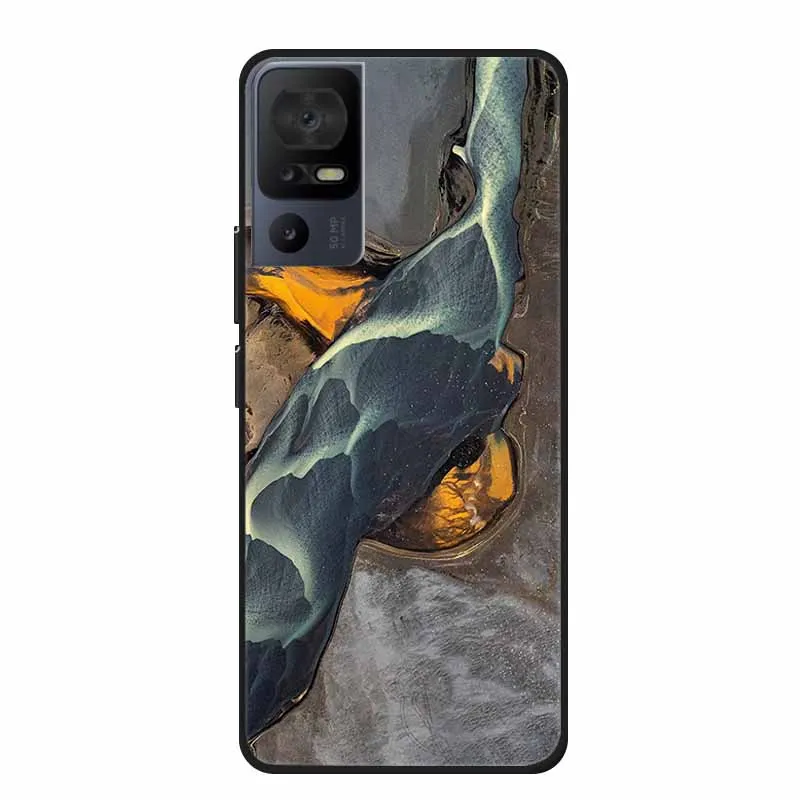 Luxury Silicone Protective Soft Phone Case with Marble Art Design in Vibrant Colors
