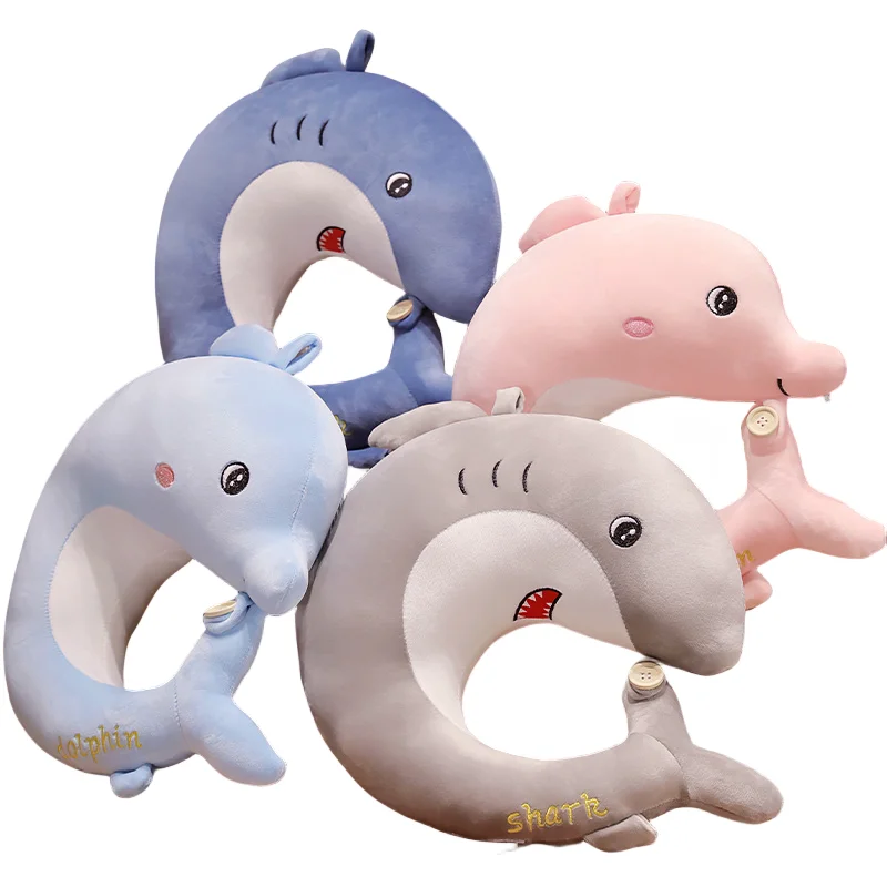 32CM Cute Creative U Shape Dolphin Soft Plush Toys Comfortable Pillow Cushion Girls Kids Birthday Christmas Halloween Presents