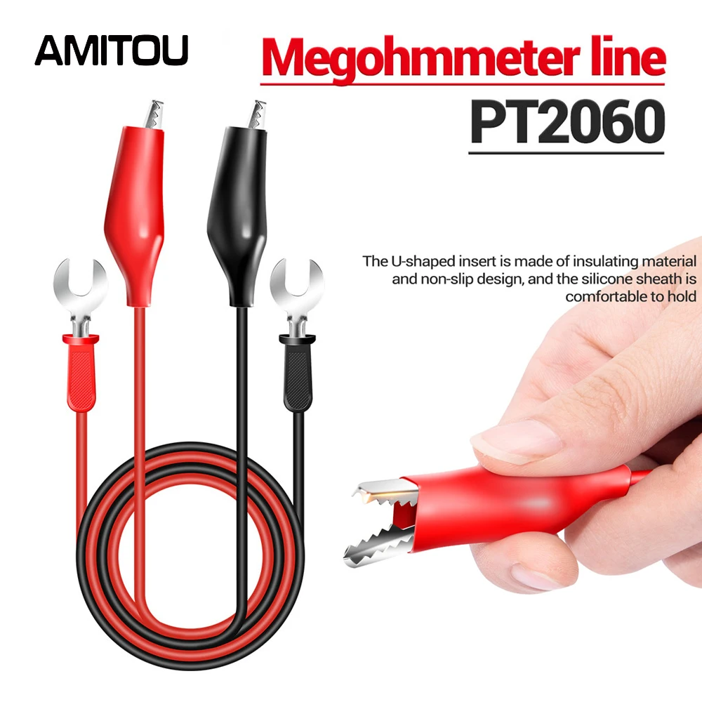 

AMITOU PT2060 Alligator Clip Connection Line 1000V U-shaped Insert Connector Test Cable PVC Insulated Wire Line Megohmmeter Line