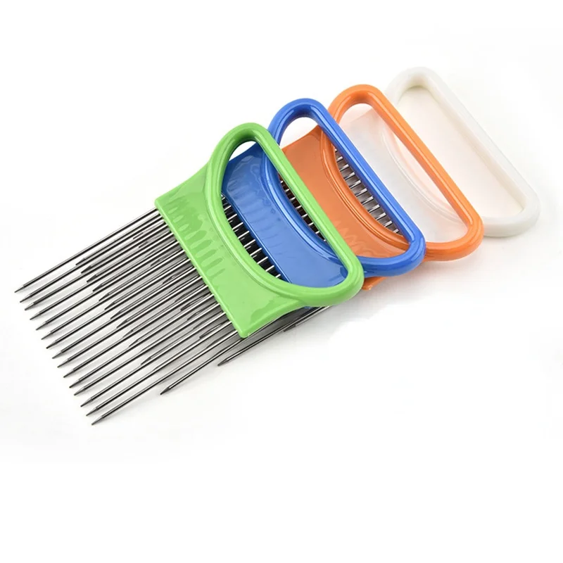 

Stainless Steel Onion Needle Onion Fork Vegetables Fruit Slicer Tomato Cutter Cutting Safe Aid Holder Kitchen Accessories Tools