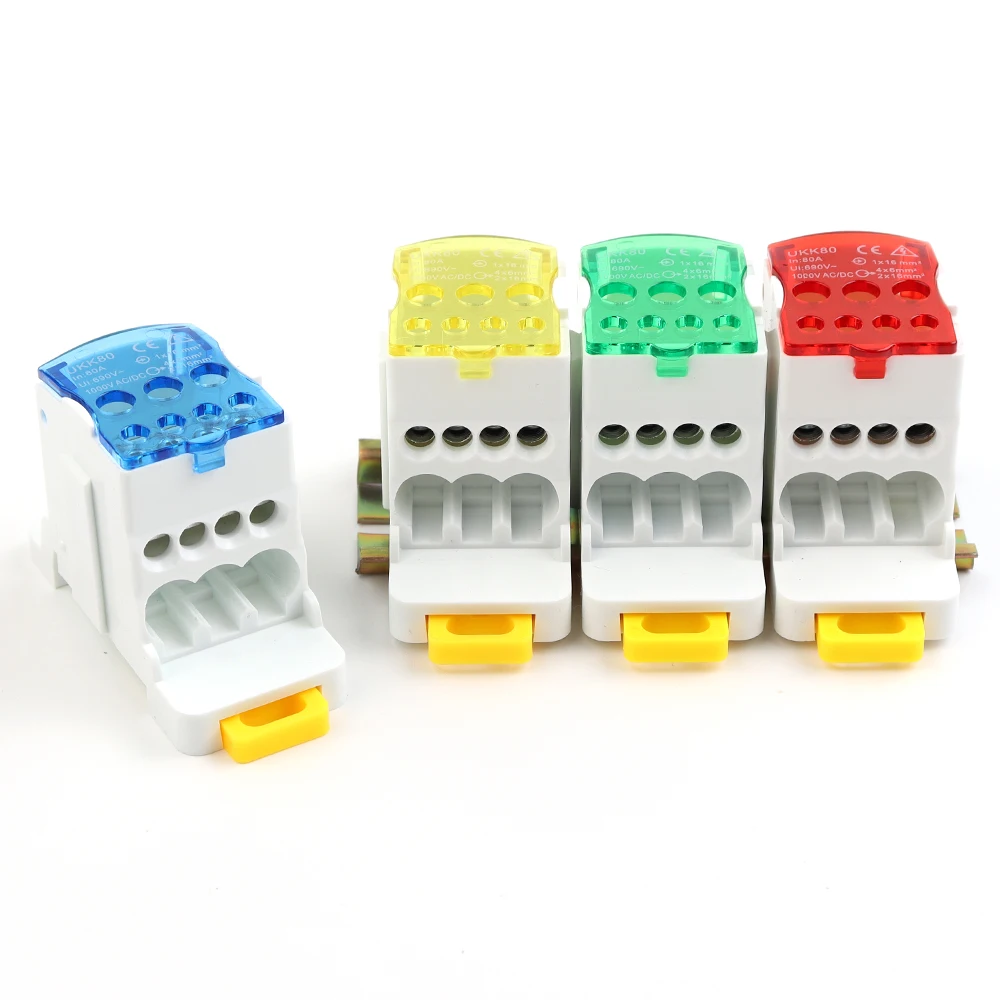 Single Pole Splitter Box UKK80A Large Current One into Multiple Branch Line Terminal Rail Splitter 125A 160A 250A