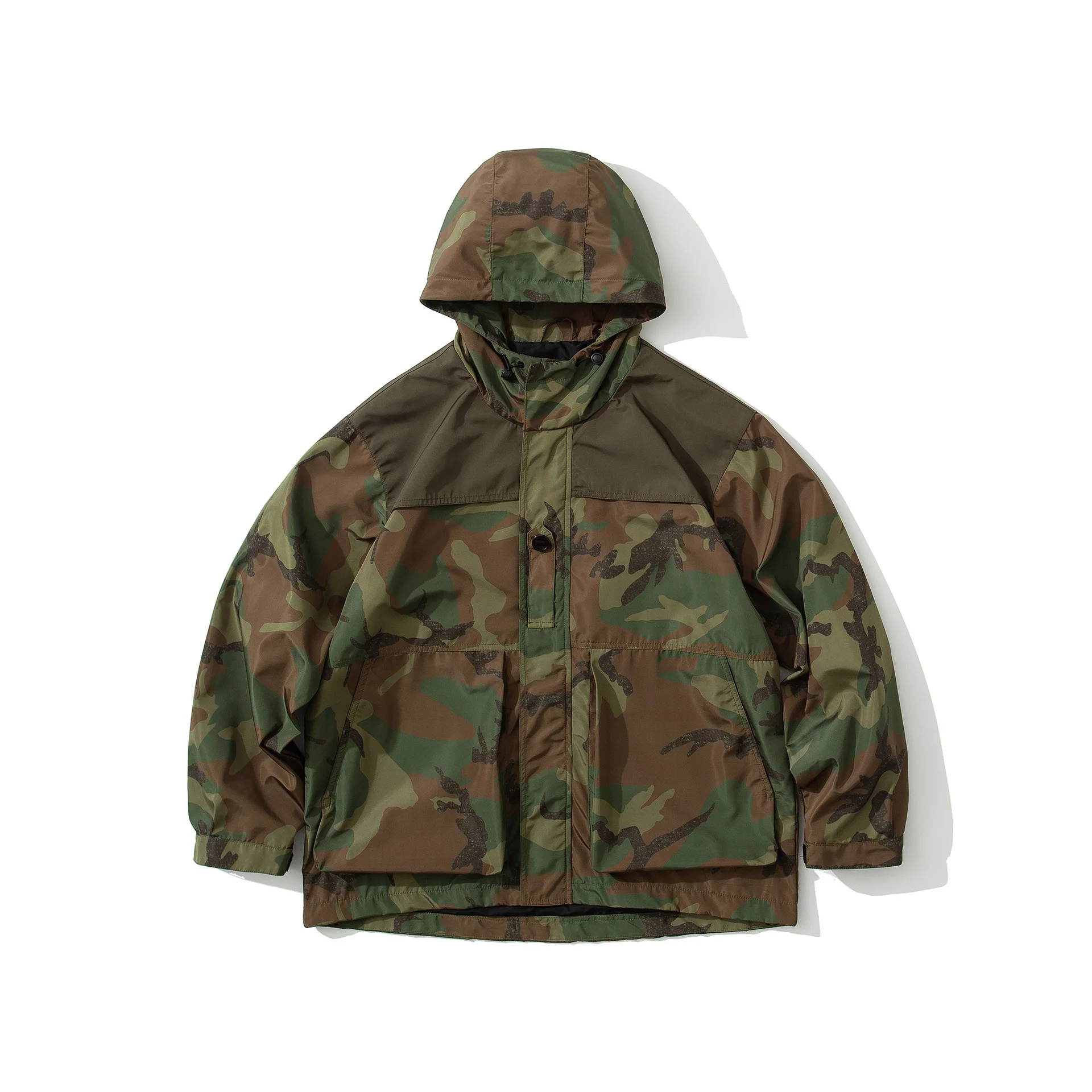 

Outdoor Trekking Camping Color-blocking Hooded Jumpsuit Camouflage Tooling Overalls Waterproof Coat Large Size Jacket