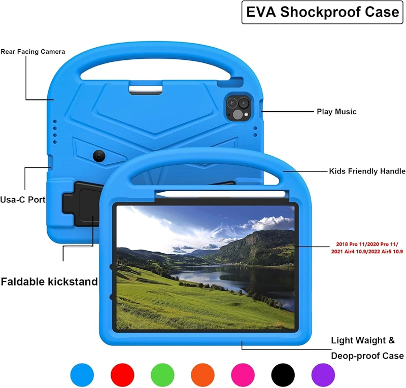 Children's EVA Tablet Case with Handle and Stand - Durable and Protective Cover