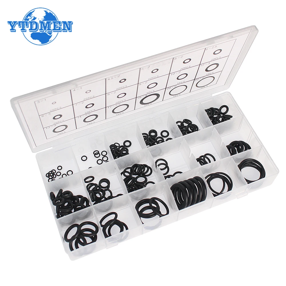225PCS Rubber O Ring Oil Resistance O-Ring Washer Gasket Seals Watertightness Assortment Different Size with Box Kit