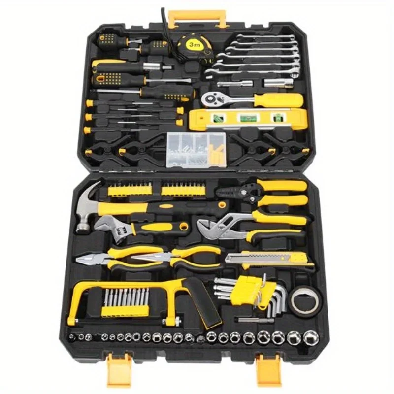 

Black and Yellow 198pcs Automotive Repair Tools Kit - Durable, Versatile, Essential for Mechanic Work, Professional Grade Equipm