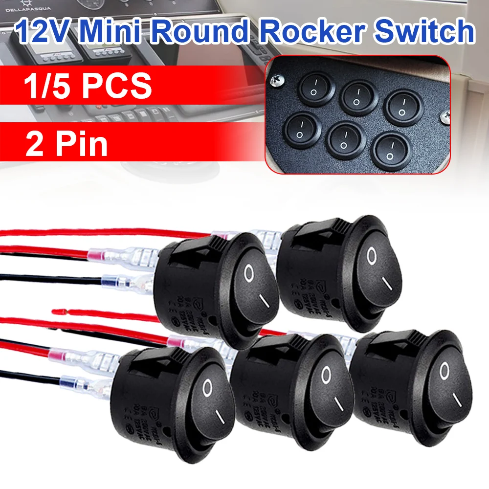 Interrupteur À Bascule Rond 12 V Spst, 20mm, 5 Pièces, Mini Interrupteur À  Bascule 12 V Pour Voiture Et Automobile, 2 Broches, 120v, Kcd1 -  Commutateurs - AliExpress