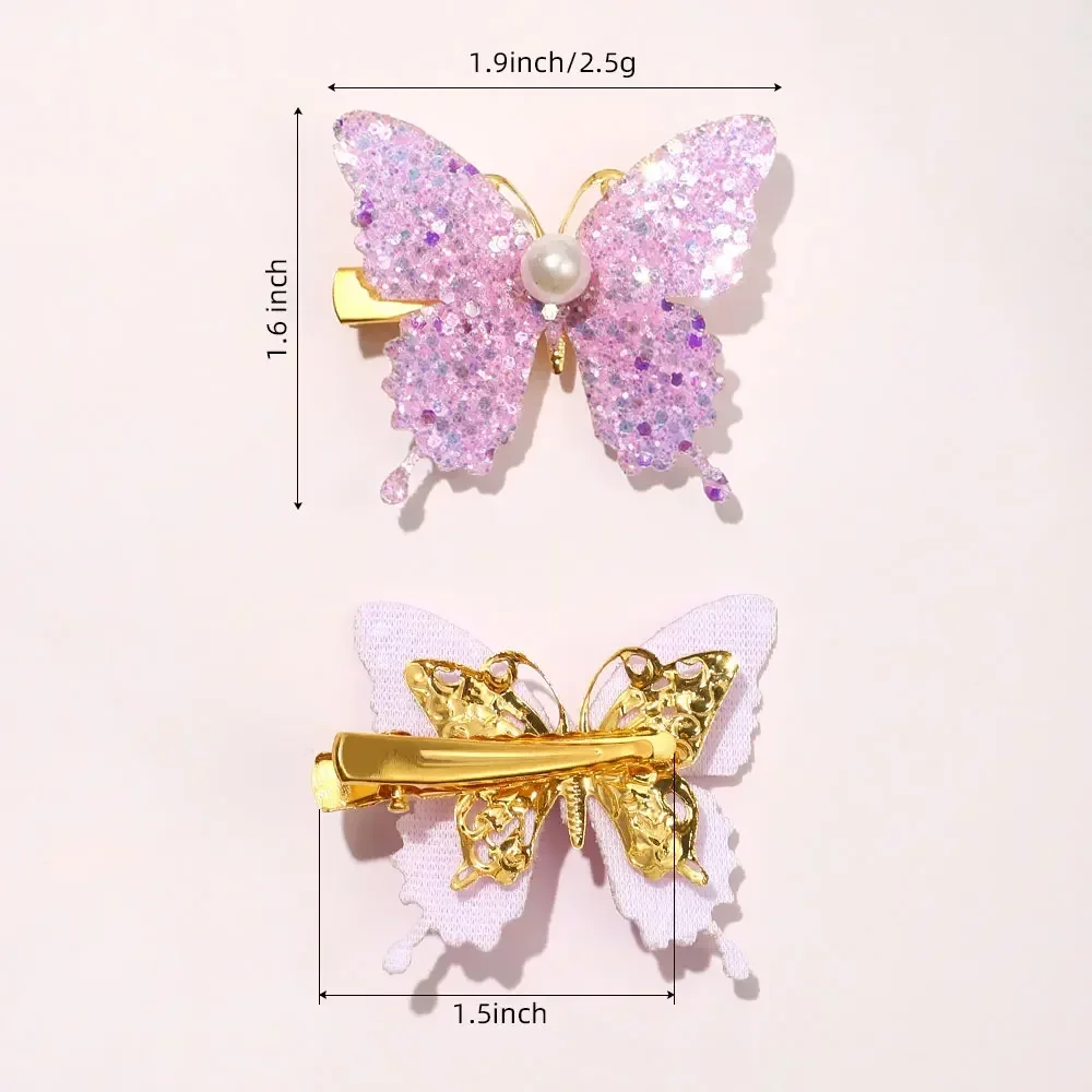4/6Pcs Colorful Butterfly Hairpins Girl Hair Clips Barrettes Women Sweet Hair Ornament Rainbow Headwear Fashion Hair Accessories 5