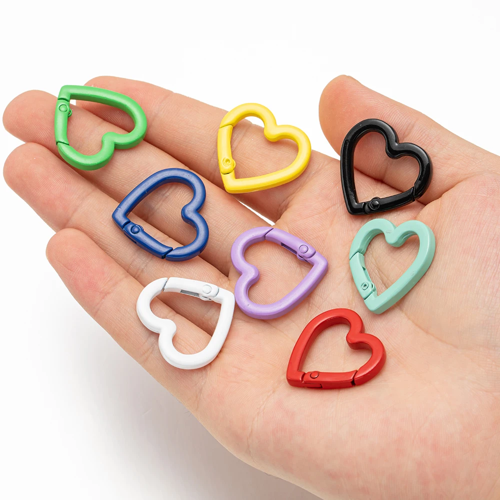Heart Shaped Carabiner Keychain Hook Set for DIY Jewelry and Crafting