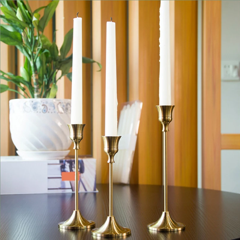 Candlestick Holders Kit Brass Gold Candlestick Set Wedding Table Decorative Stand For Party Dinning candle holders