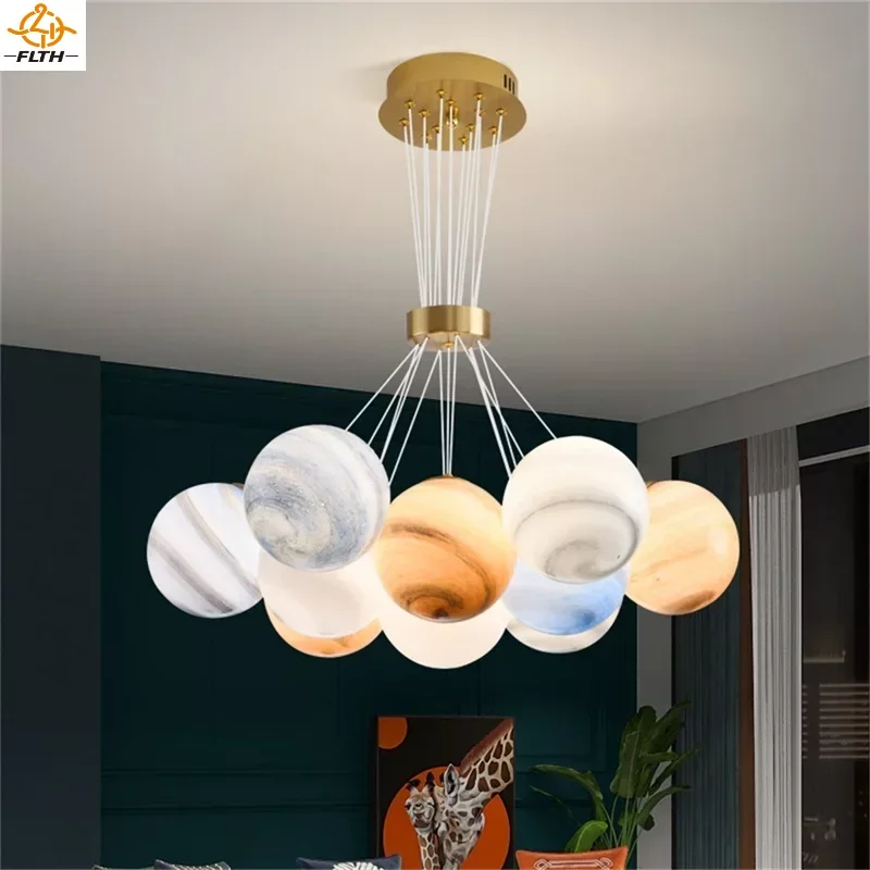 

Modern Colored Balloon LED Chandelier Decoration Home Living Room Restaurants Hotels Hanging Pendant Lamps
