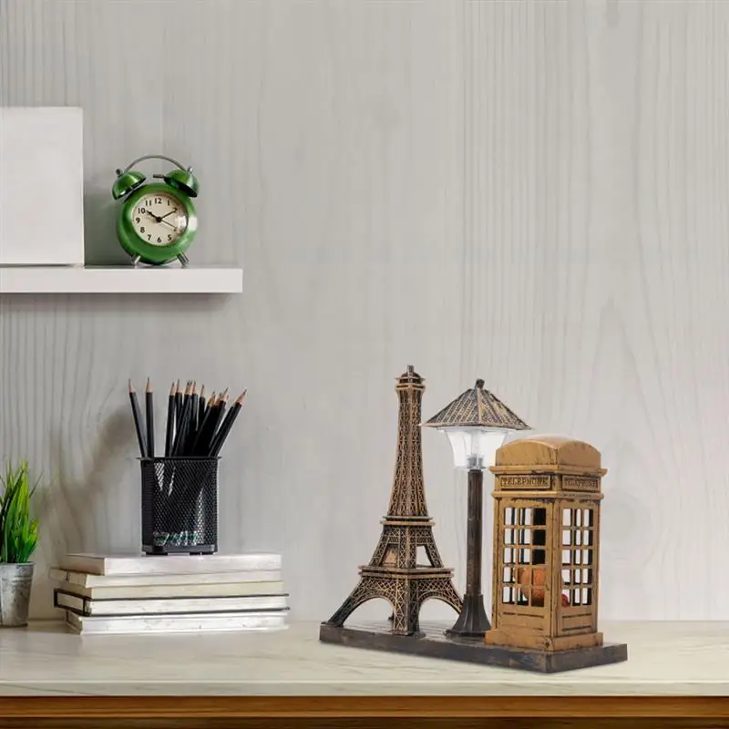 Description Picture 5 of itemTower Eiffel Light Lamp Night Paris Decor Desktop Booth Statue Table Figurine Telephone Desk Street Ornament Decorative Retro