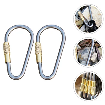 2PCS Stainless Steel Chain Connector D Shape Locking Carabiner 1