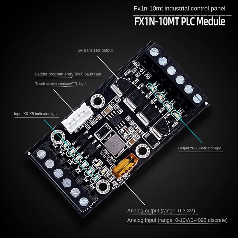 FX1N-10MT PLC 산업용 제어 보드 및 USB-TTL 케이블 PLC 모듈, 아날로그 입력/출력, 가이드 레일 지연 릴레이 모듈