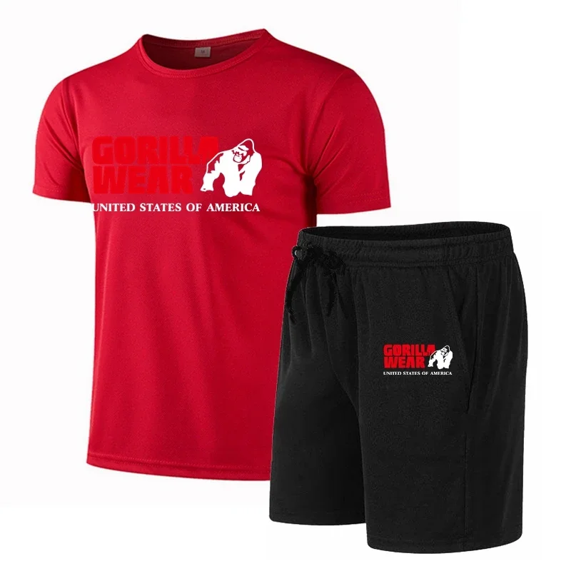 2024 Gorilla Printing Short-sleeved Suit Man Woman Summer Casual Clothes T-shirt + shorts 2-piece T-shirt Quick drying Set 5