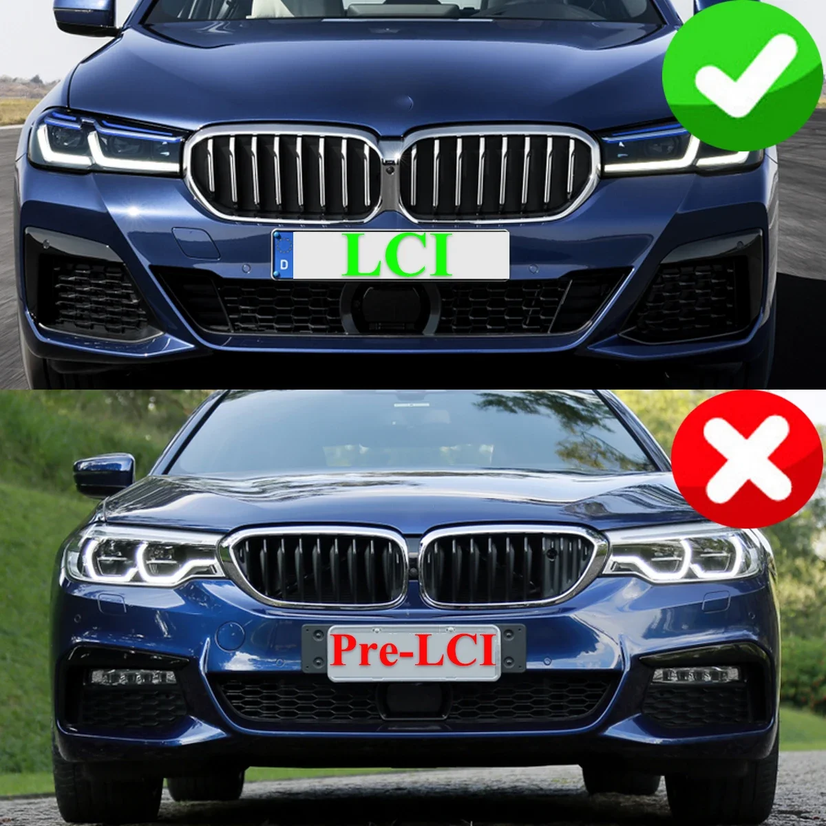 フロントグリルカバー BMW 5シリーズ G30/G31 2017年〜2020年 ブラック Aタイプ ABS製 シングルバー AP-FG336-A 入数：1セット(2個) フロントグリルカバー 用5シリーズ用 M5用 G30用 G31 520i 530i 540i