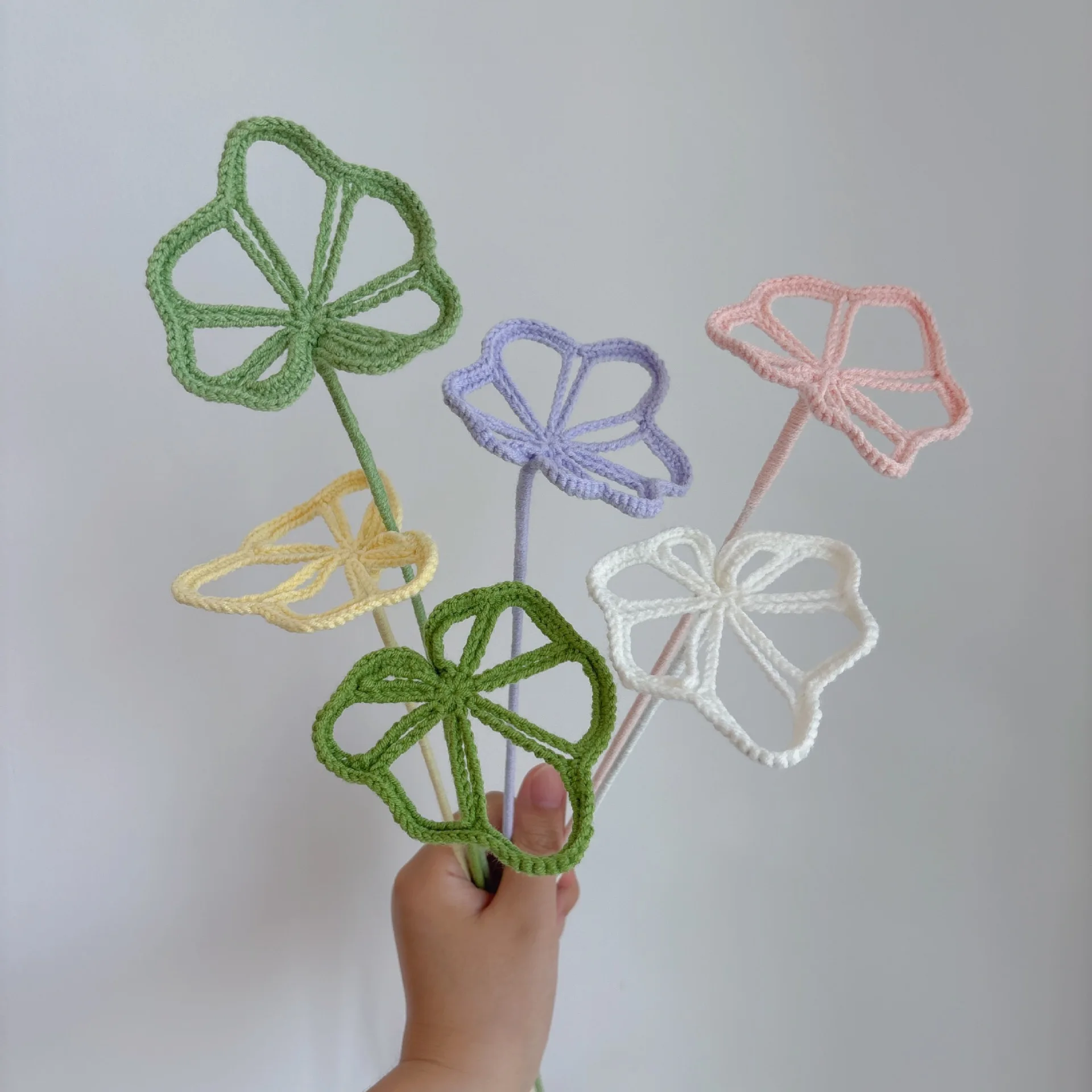 Kreative Handgewebte Blätter Gestrickter Blumenstrauß Deko Gehäkelte Blätter Künstliche Pflanzen Raumdekoration
