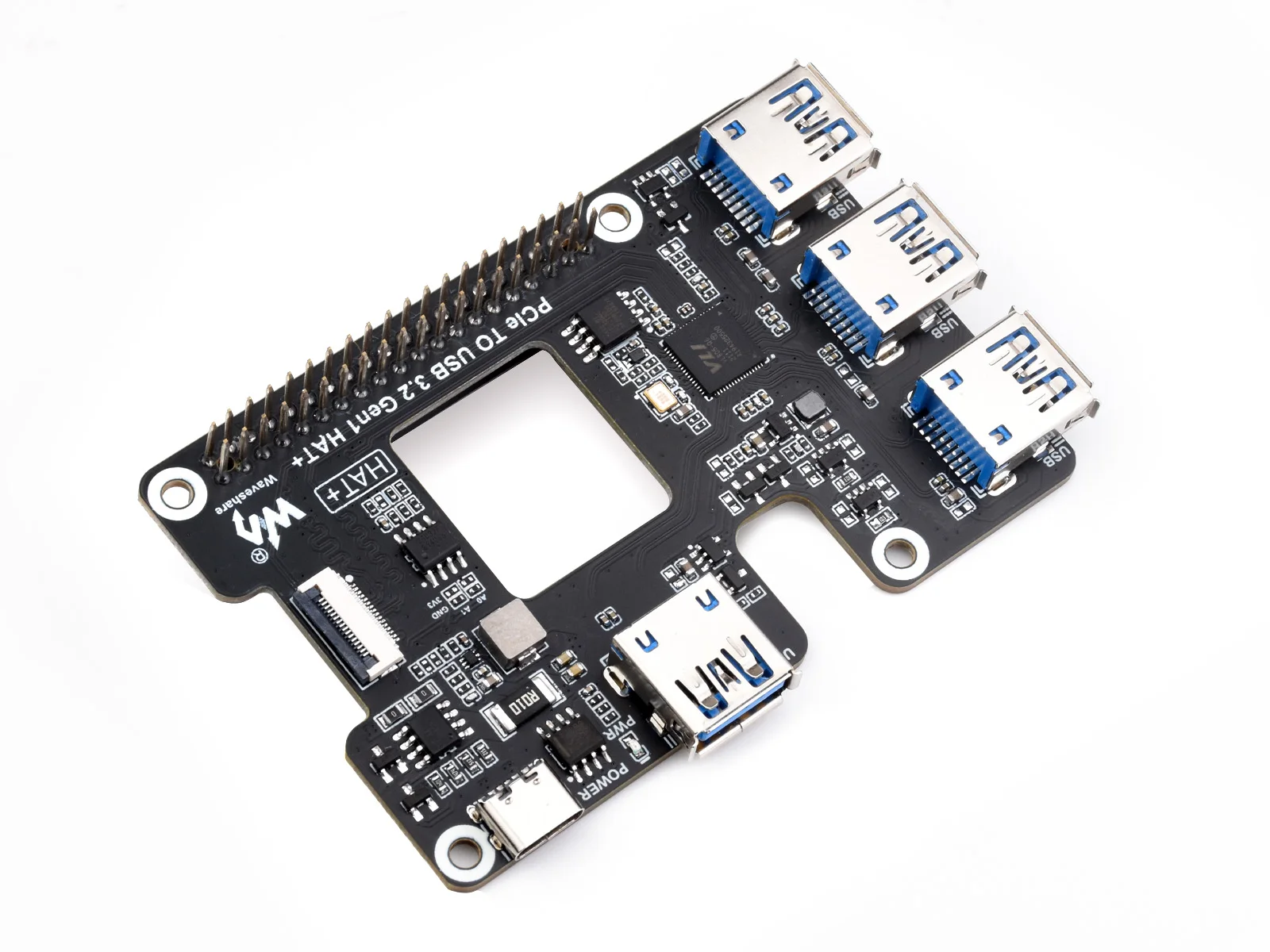 Cappello Waveshare Pcie A Usb 3.2 Gen1, Hub Da Pcie A Usb, Porte Usb Ad Alta Velocità 4X, Senza Driver, Cappello + Standard, Per Raspberry Pi 5