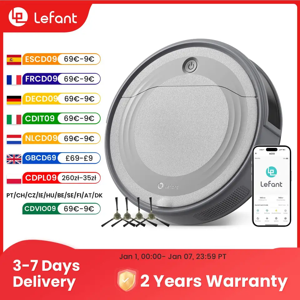 Lefant M310 ロボット掃除機 4500PA 強力な吸引力 180 分、アプリ