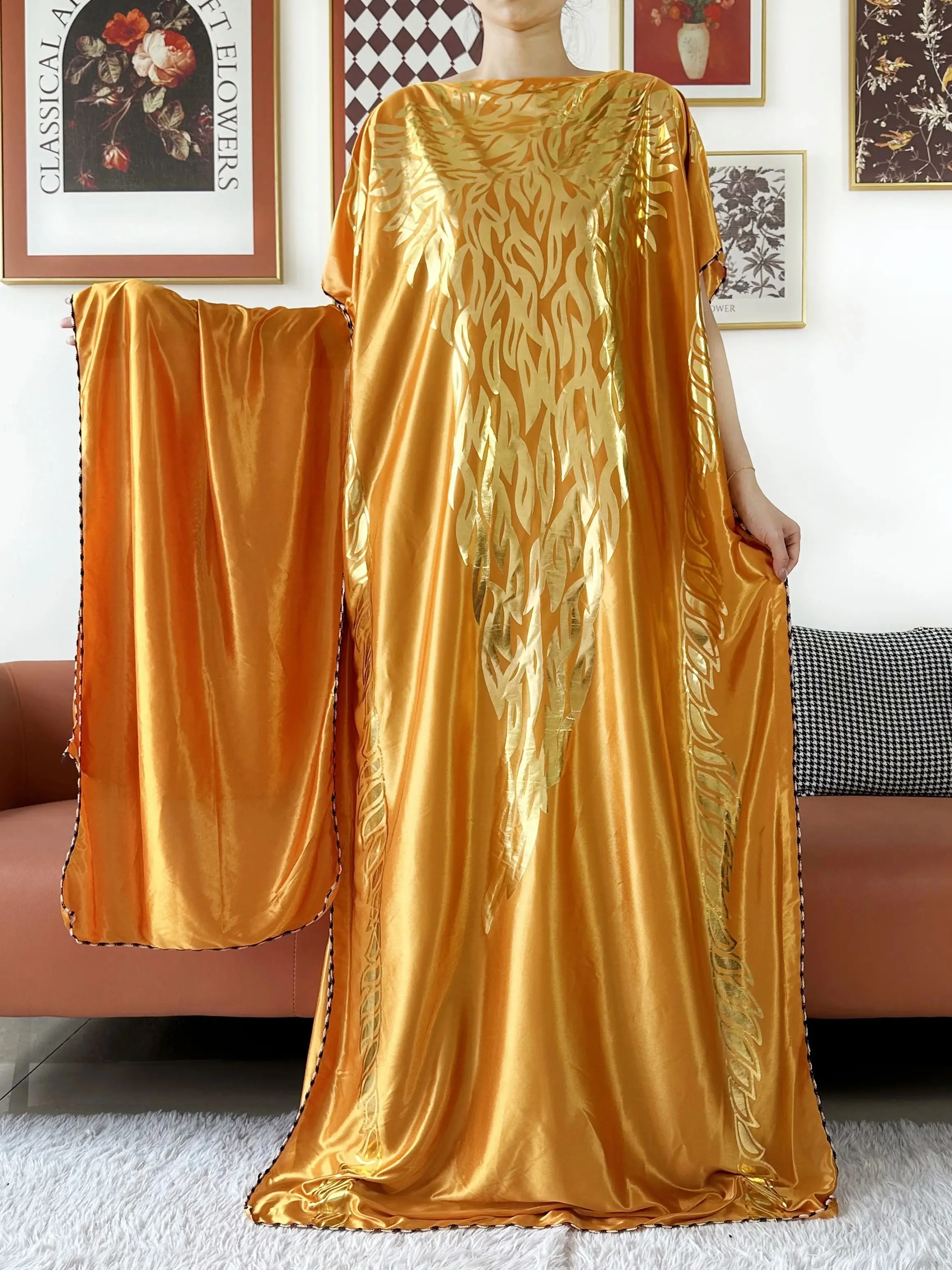 2025 African Summer Kaftan Muslim Women Maxi Loose Dress India Caftan Oiled  Cloth Printing Africa Femme Maxi Casual Outfit - AliExpress 200000345