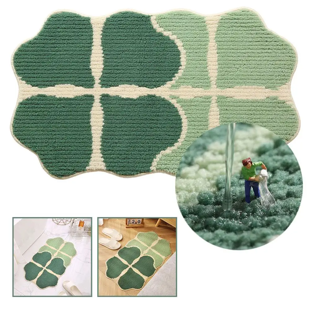 

Carpet Four-leaf Clover Style Floor Mat Bedroom Doorway Foot Soft Absorbent Mat Household Entrance Bathroom Bathroom Q1D5