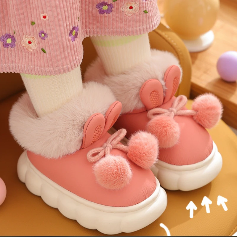 

Children's Cotton Slippers Autumn and Winter Waterproof Anti Slip Thickened Woolen Boots for Home Baby Girls First Walker Shoes