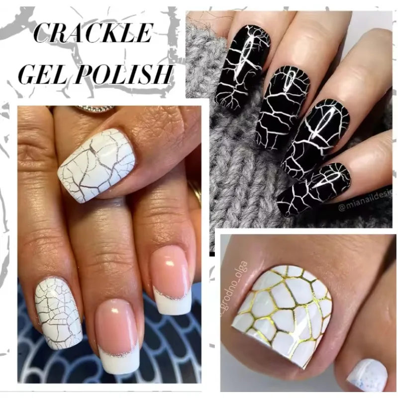 Nail polish nail art tools 7ml Crackle Gel Nail Polish cracking nail gel quick dry tool varnishes hybrid semi permanent soak off base top coat magnet