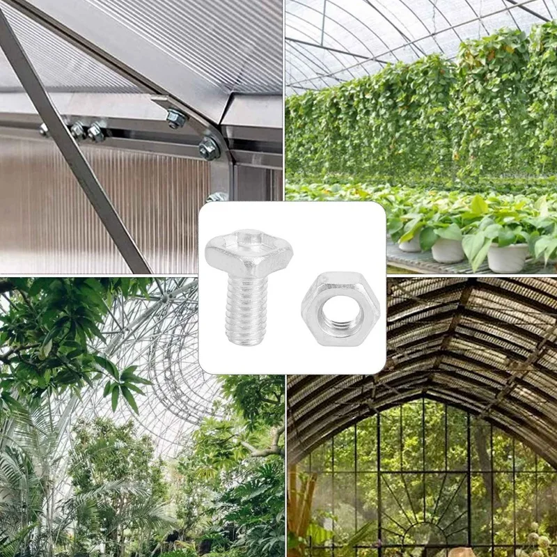 50 Packs Greenhouse Nuts And Bolts Square Head Bolts Nuts Greenhouse Repair Kit Parts Replacement Garden Supplies