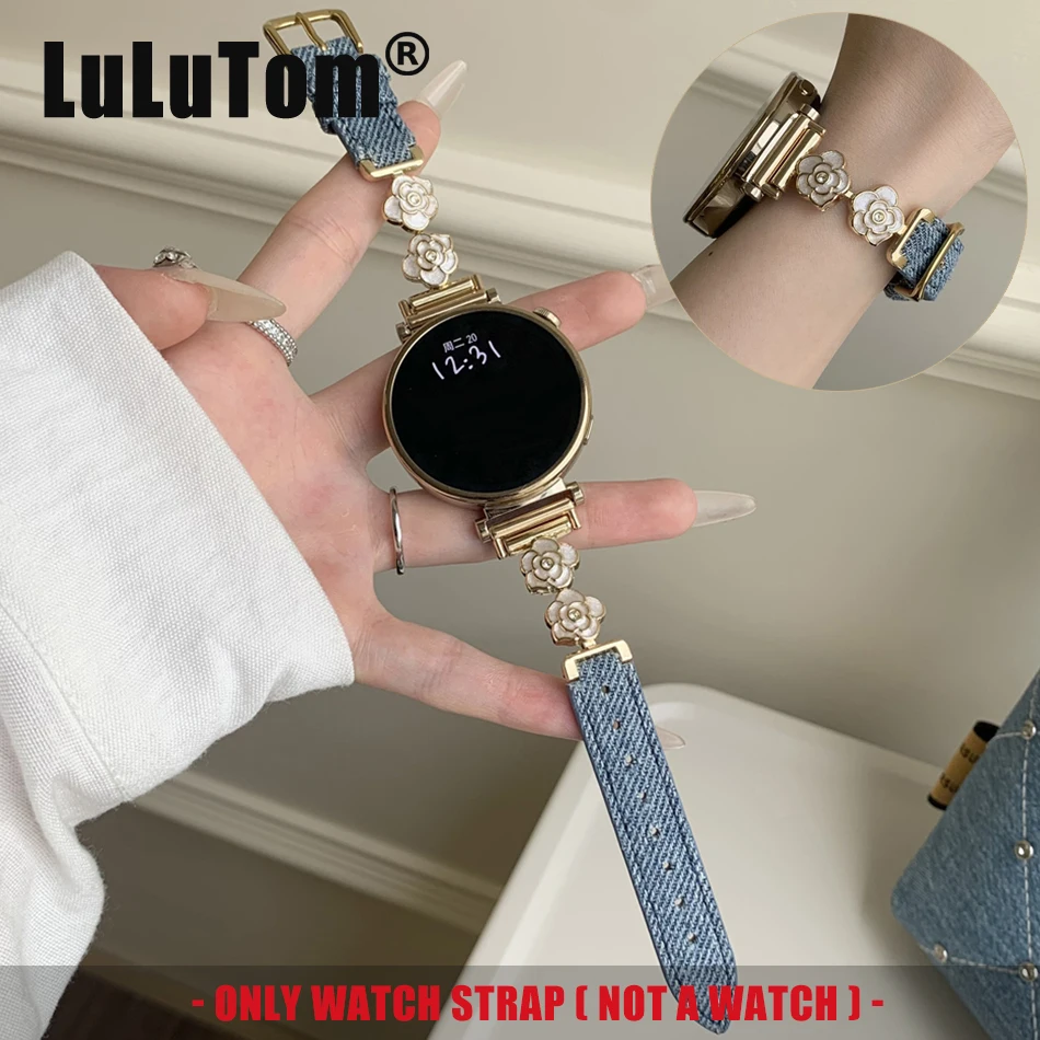 Camellia Metal Leather Strap Watch Band - Elegant and Versatile Design