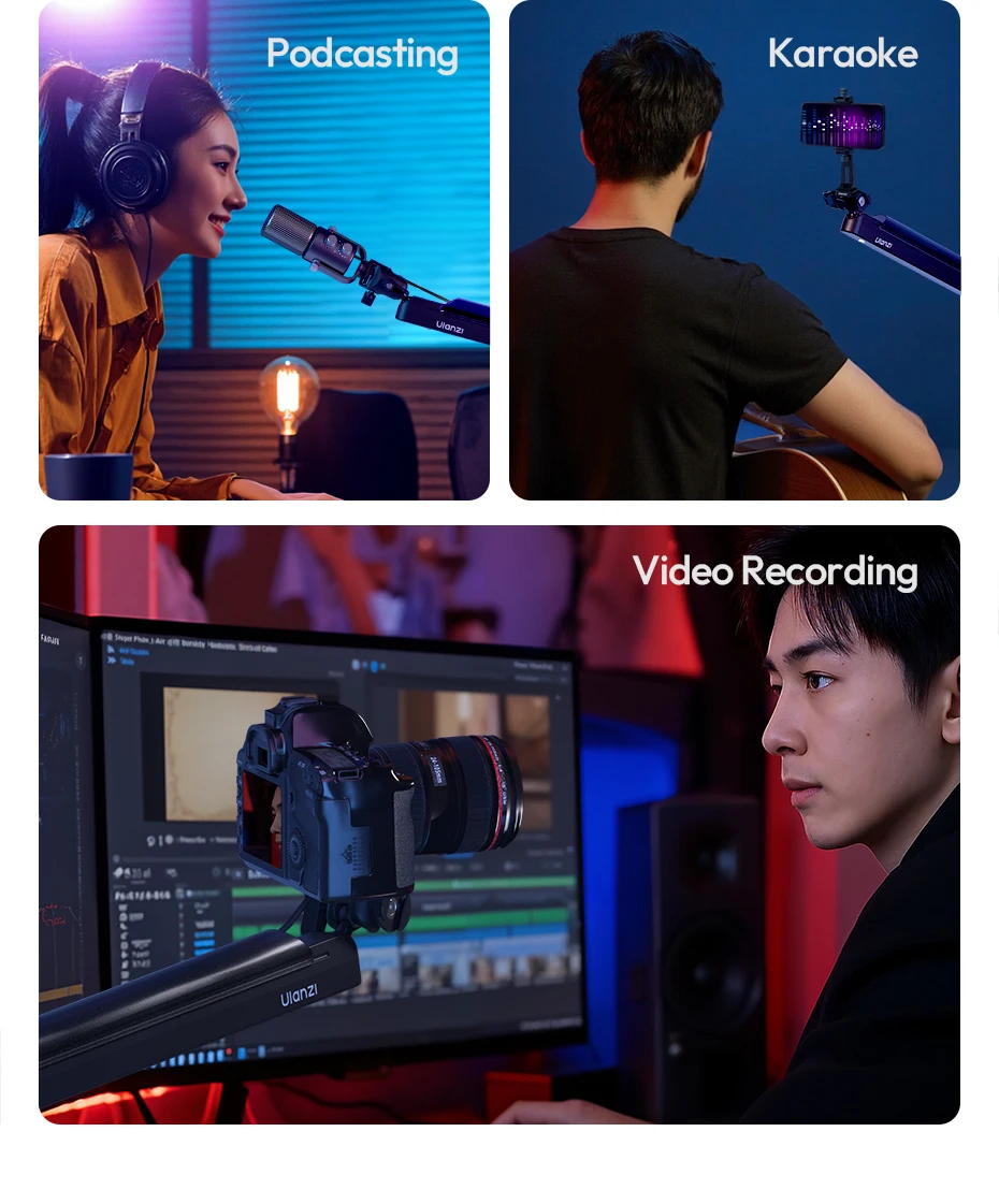 Adjustable Microphone Boom Arm Microphone Stand for Mic Camera Phone for Live-St