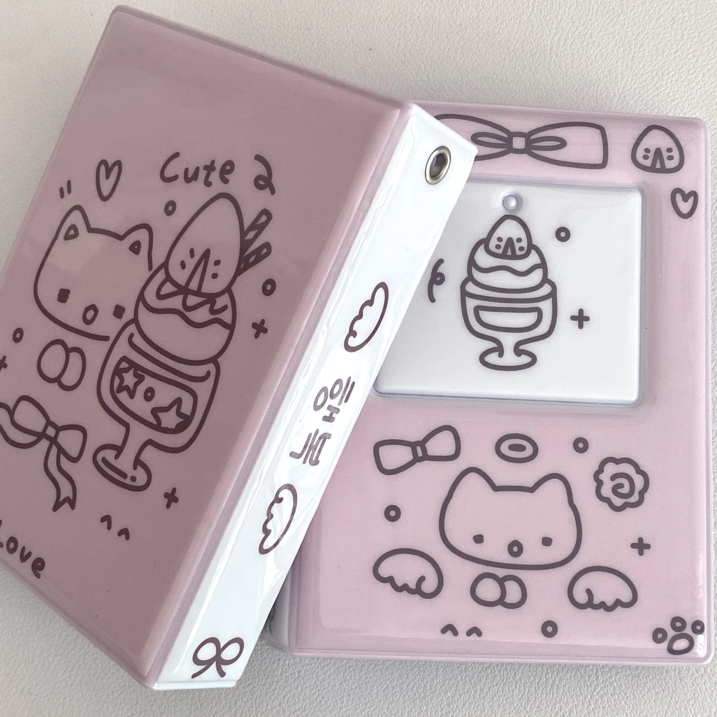 Steve Cute Pink Purple Graffiti Cat Dessert 3 Inch 1-frame Photo Album Kpop
