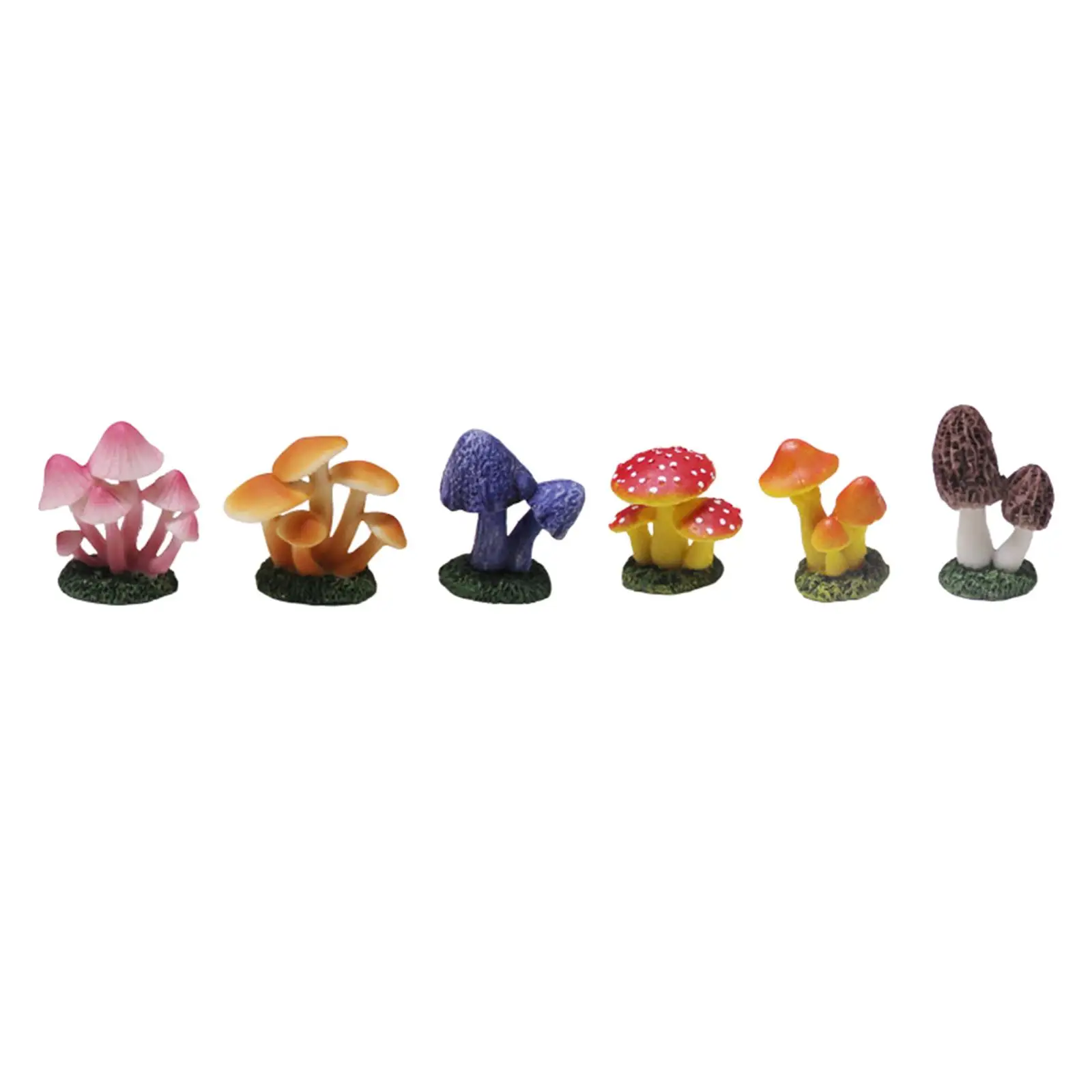 6x Mini Mushroom Figurines Mushroom Model Flowerpot Decor Fairy Garden Decoration for Lawn DIY Bonsai Craft Plant Pot Aquarium