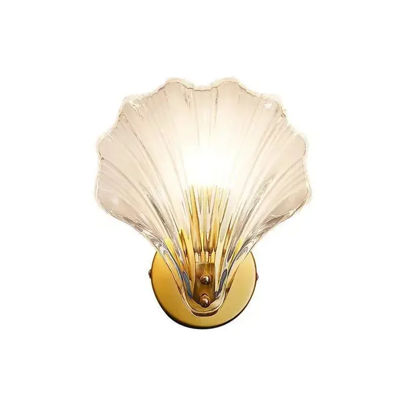 Simple Glass Shell Wall Lamp Bedroom Living Room Corridor Indoor Decoration