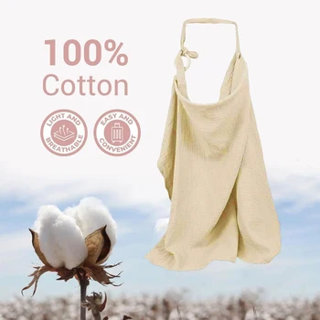 Muslin Nursing Cover for Baby Breastfeeding Breathable Breastfeeding Cover up with Arch Neckline for Women Nursing Apron Multi-u 3