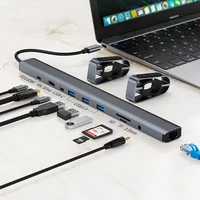 FC&EC Aluminum 4K HDTV 10 in 1 Type-C Hub PD 100W Charging USB 3.0 Data Transfer USB-C Docking Station Laptop Stand Base - Image 2