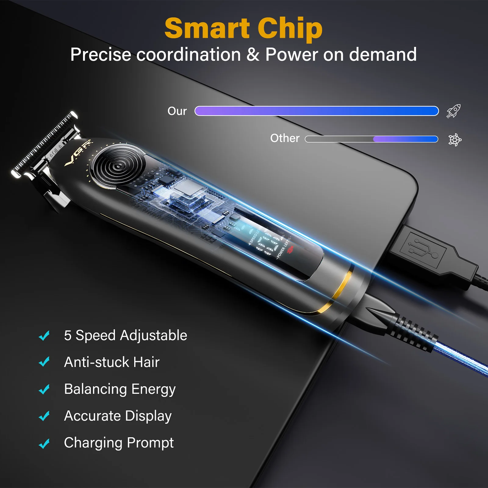 VGR مكينة حلاقه رجالي ماكينات قص الشعر مُحسّنة كهر...